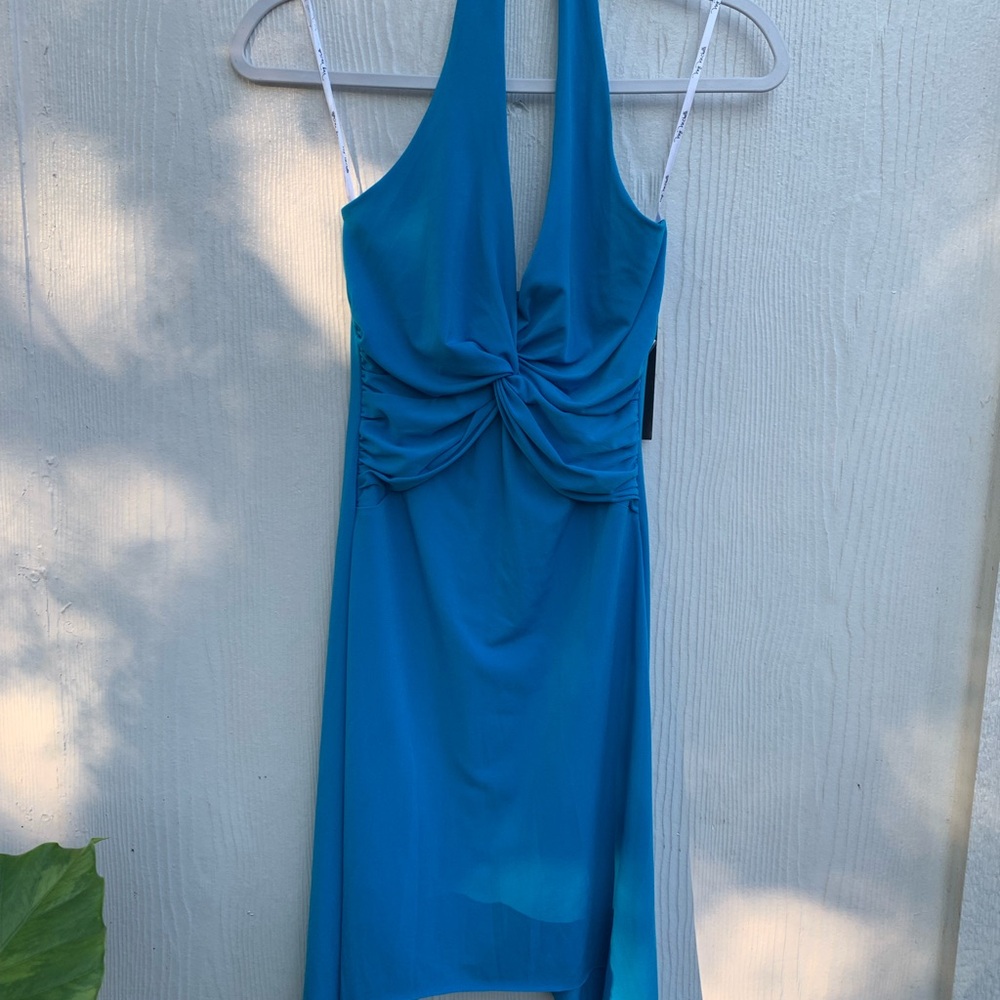 Elegant Blue Halter Dress